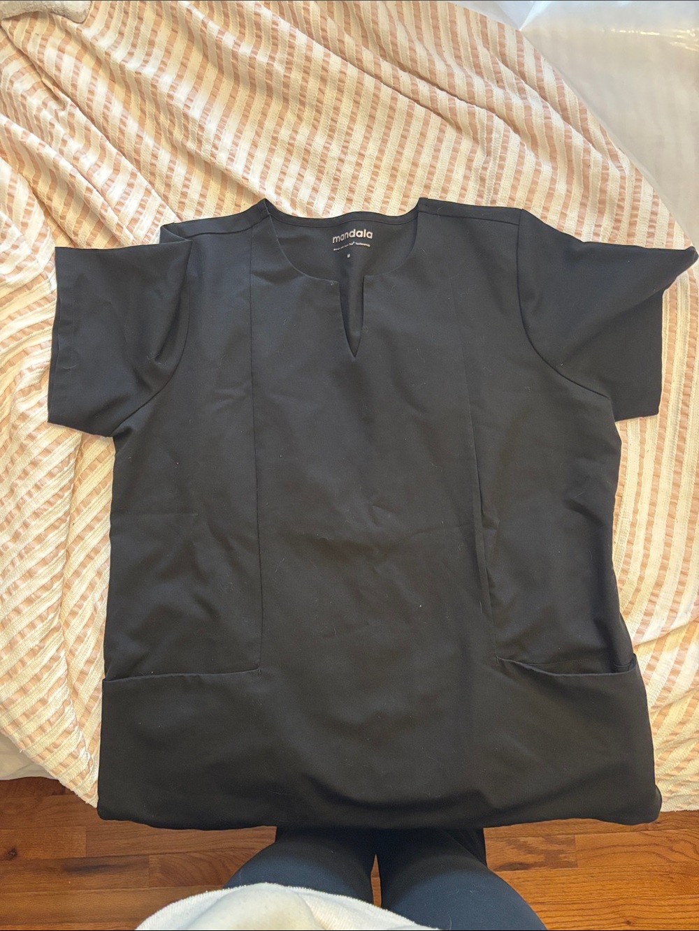 Women’s mandala Black Short-Sleeve Notch-Neck Shirt